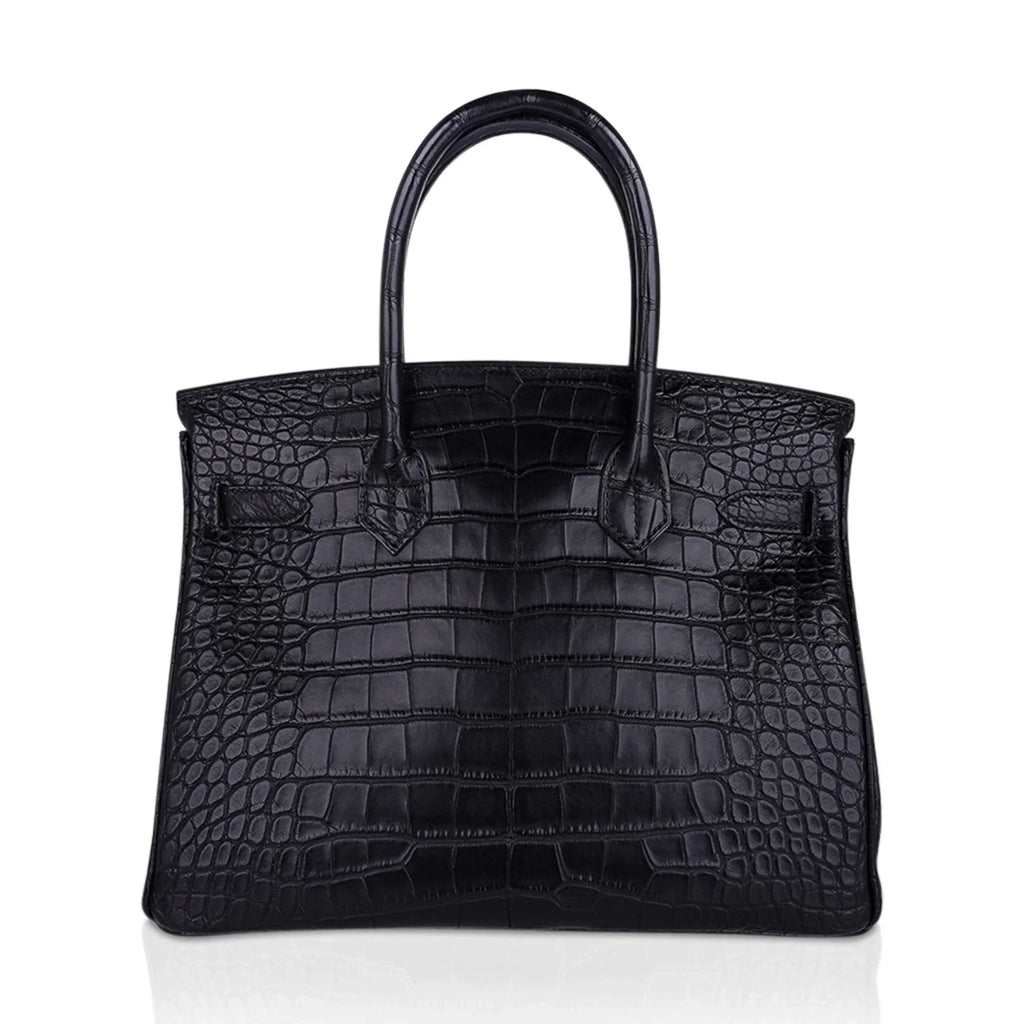 Birkin 30 Matte Alligator Black Bag Gold Hardware