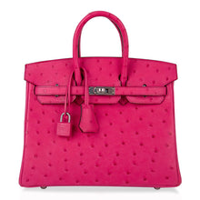 Load image into Gallery viewer, Birkin 25 Rose Tyrien Ostrich Bag Palladium Hardware