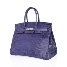 Load image into Gallery viewer, Birkin 35 Bag Blue Brighton Porosus Crocodile Palladium Hardware New