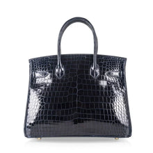 Load image into Gallery viewer, Birkin 30 Bag Blue Marine Porosus Crocodile Gold Hardware