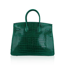 Load image into Gallery viewer, Birkin 35 Bag Emerald Porosus Crocodile with Palladium Hardware