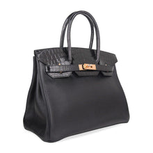 Load image into Gallery viewer, Birkin 30 Touch Bag Black Crocodile / Black Leather Rose Gold Hardware