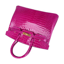 Load image into Gallery viewer, Birkin 35 Rose Scheherazade Porosus Crocodile Bag Gold Hardware