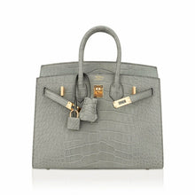 Load image into Gallery viewer, Birkin 25 Bag Gris Ciment Matte Alligator with Gold Hardware