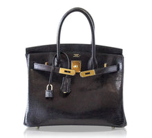Load image into Gallery viewer, Birkin 30 Bag Jet Black Lizard Gold Hardware