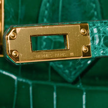 Load image into Gallery viewer, Birkin 25 Bag Emerald Crocodile Gold Hardware