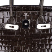 Load image into Gallery viewer, Special Order HSS Birkin 35 Bag Gris Fonce Porosus Crocodile with Palladium Hardware