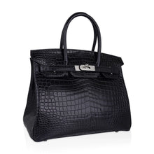 Load image into Gallery viewer, Birkin HSS 30 Matte Porosus Crocodile Black / Rose Pourpre Bag