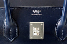 Load image into Gallery viewer, Birkin 35 Bag (Bleu) Blue Marine Coveted Rare Box Leather Palladium