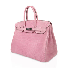 Load image into Gallery viewer, Limited Edition Birkin 35 Bag 5P Pink Matte Alligator with Palladium Hardware