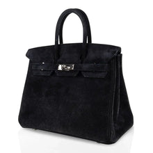Load image into Gallery viewer, Birkin 25 Bag Black Doblis Suede with Palladium Hardware