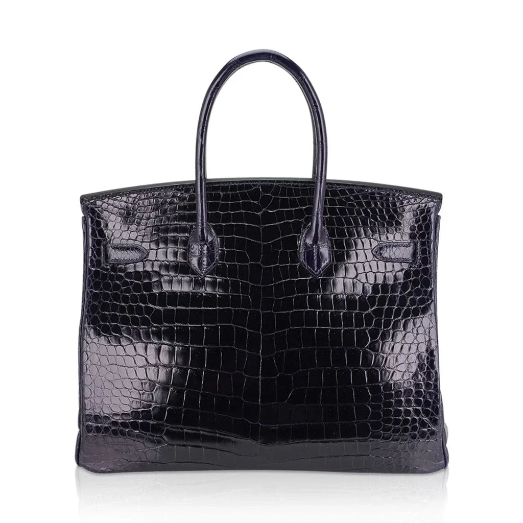 Birkin 35 Bag Blue Marine Porosus Crocodile with Palladium Hardware