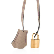 Load image into Gallery viewer, HSS Tri-Color Birkin 35 Gris Tourterelle Blue Paon &amp; Purple Stitching Special Order Bag