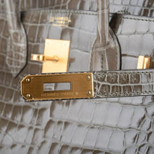Load image into Gallery viewer, Birkin HSS 30 Bag Gris Tourterelle / Blue Sapphire Porosus Crocodile Limited Edition