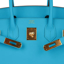 Load image into Gallery viewer, Birkin 30 Bleu Aztec Bag Chevre Leather with Gold Hardware
