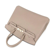 Load image into Gallery viewer, HSS Tri-Color Birkin 35 Gris Tourterelle Blue Paon &amp; Purple Stitching Special Order Bag