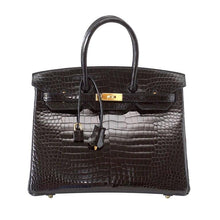 Load image into Gallery viewer, Birkin 35 Black Porosus Crocodile with Gold Hardware
