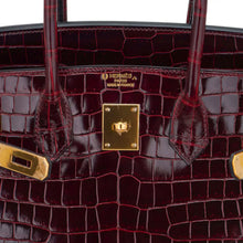 Load image into Gallery viewer, Special Order HSS Birkin 35 Bag Bordeaux Porosus Crocodile with Gold Hardware