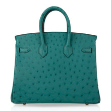 Load image into Gallery viewer, Birkin 25 Bag Vert Verone Ostrich Gold Hardware