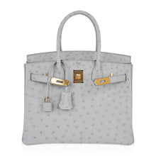 Load image into Gallery viewer, Birkin 30 Bag Gris Perle Ostrich with Gold Hardware