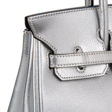 Load image into Gallery viewer, Birkin 25 Bag Metallic Silver Chevre with Brushed Palladium Hardware