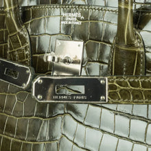 Load image into Gallery viewer, Birkin 35 Bag Vert Veronese Porosus Crocodile Palladium Hardware