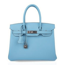 Load image into Gallery viewer, Birkin 30 Bag Blue Celeste Epsom Palladium Hardware New
