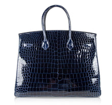 Load image into Gallery viewer, Birkin 35 Bag Blue Sapphire Porosus Crocodile Gold Hardware New