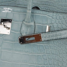 Load image into Gallery viewer, Limited Edition Birkin 35 Bag Ciel Matte Alligator with Palladium Hardware