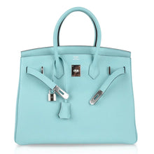 Load image into Gallery viewer, Birkin 35 Bag Fresh Blue Atoll Togo Palladium Hardware