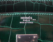 Load image into Gallery viewer, Birkin 30 Bag Emeraude Emerald Porosus Crocodile Palladium
