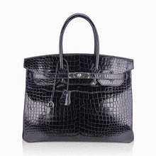 Load image into Gallery viewer, Birkin 35 Bag Blue Marine Porosus Crocodile with Palladium Hardware