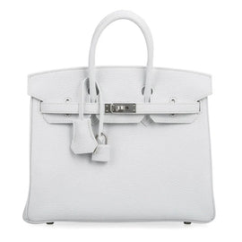 Birkin 25 Bag HSS White Clemence Trench Interior Brushed Palladium Hardware