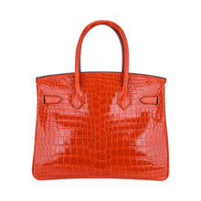 Load image into Gallery viewer, Birkin 30 Bag Orange Poppy Porosus Crocodile with Gold Hardware