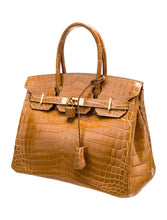 Load image into Gallery viewer, Birkin Shiny Niloticus Crocodile Cowhide Leather Gold Hardware