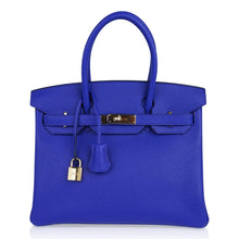 Load image into Gallery viewer, Birkin 30 Bag Blue Electric Clemence Gold Hardware
