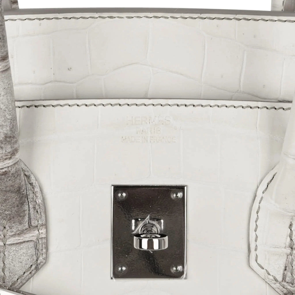 Birkin 35 Himalaya Blanc Crocodile Palladium Hardware