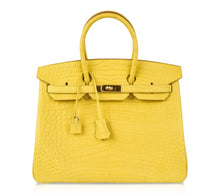 Load image into Gallery viewer, Birkin 35 Bag Matte Alligator Mimosa Gold Hardware Crazy Fabulous