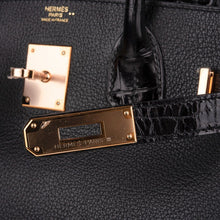 Load image into Gallery viewer, Birkin 30 Touch Bag Black Crocodile / Black Leather Rose Gold Hardware