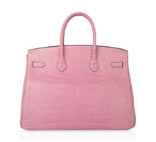 Load image into Gallery viewer, Limited Edition Birkin 35 Bag 5P Pink Matte Alligator with Palladium Hardware