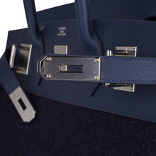 Load image into Gallery viewer, HAC Birkin 40 Bag Blue Nuit Feutre and Blue de Malte Evercolor Leather with Palladium Hardware