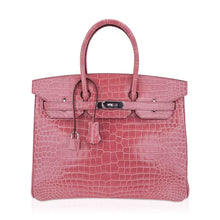 Load image into Gallery viewer, Birkin 35 Rose Indien Porosus Crocodile Bag – Rare Retired Color
