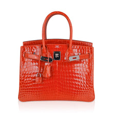 Load image into Gallery viewer, Birkin 30 Bag Orange Crocodile with Palladium Hardware