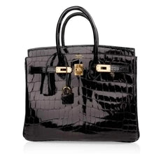 Load image into Gallery viewer, Birkin 25 Bag Black Crocodile Lisse Gold Hardware