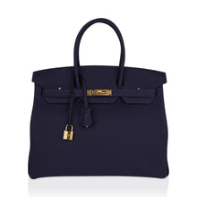 Load image into Gallery viewer, Birkin 35 Bag Blue Nuit Gold Hardware Togo Leather