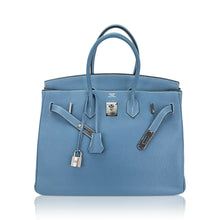 Load image into Gallery viewer, Birkin 35 Bag Blue Jean Togo Leather with Palladium Hardware