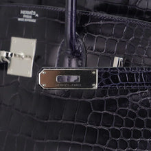 Load image into Gallery viewer, Birkin 35 Bag Blue Marine Porosus Crocodile with Palladium Hardware