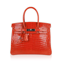 Load image into Gallery viewer, Birkin 30 Bag Orange Crocodile with Palladium Hardware