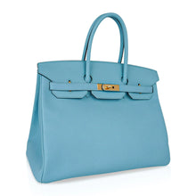 Load image into Gallery viewer, Birkin 35 Bag Blue Atoll Gold Hardware Epsom Leather