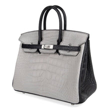 Load image into Gallery viewer, Birkin 25 HSS Bag Gris Perle / Black Matte Alligator Palladium Hardware